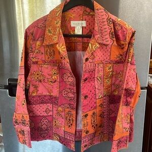 Susan Bristol vintage patchwork beaded sequin Shacket women’s‎ XL LONG SLEEVE